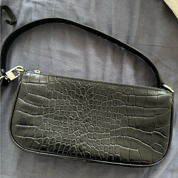 By Far Rachel Bag embossed black croc